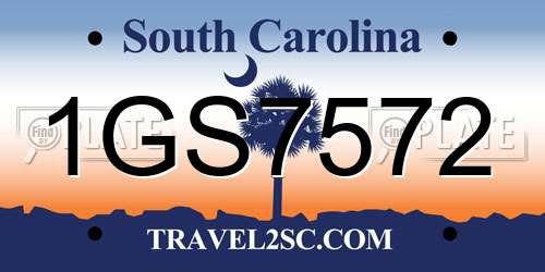 1GS7572 South Carolina License Plate