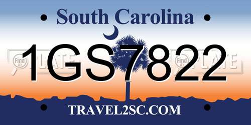 1GS7822 South Carolina License Plate