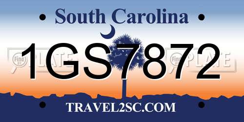 1GS7872 South Carolina License Plate
