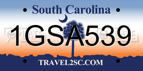 1GSA539 South Carolina License Plate
