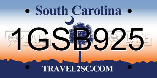 1GSB925 South Carolina License Plate
