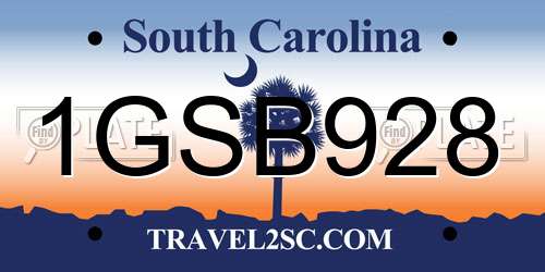1GSB928 South Carolina License Plate