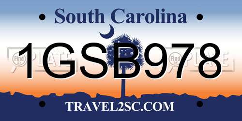 1GSB978 South Carolina License Plate