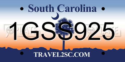 1GSS925 South Carolina License Plate