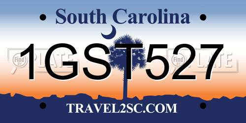 1GST527 South Carolina License Plate