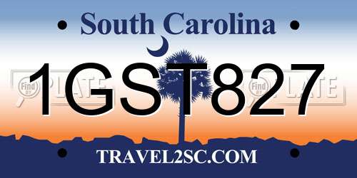 1GST827 South Carolina License Plate