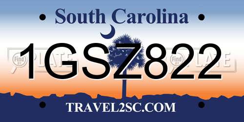 1GSZ822 South Carolina License Plate