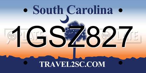 1GSZ827 South Carolina License Plate