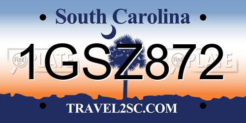 1GSZ872 South Carolina License Plate