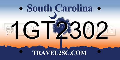 1GT2302 South Carolina License Plate