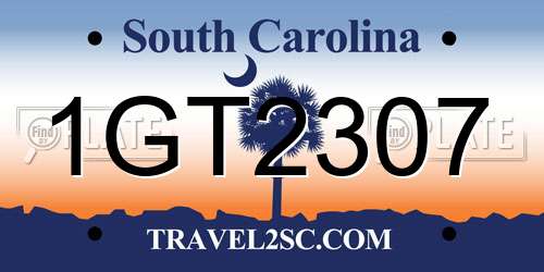 1GT2307 South Carolina License Plate