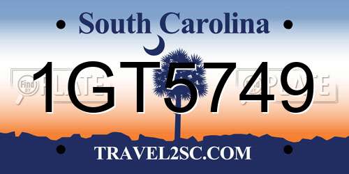 1GT5749 South Carolina License Plate