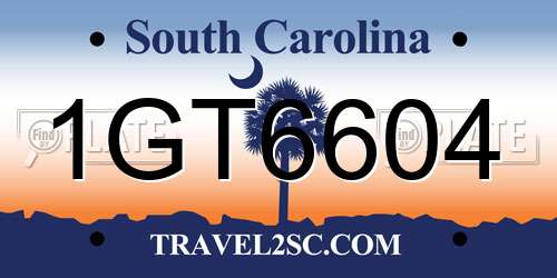 1GT6604 South Carolina License Plate