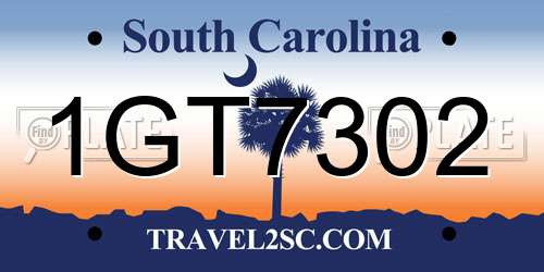 1GT7302 South Carolina License Plate
