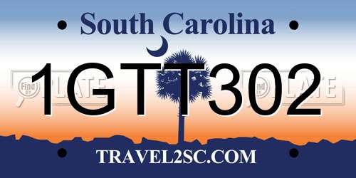 1GTT302 South Carolina License Plate