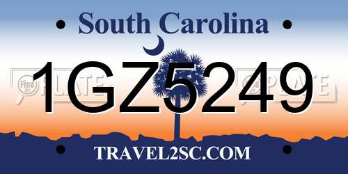 1GZ5249 South Carolina License Plate