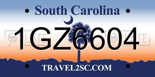 1GZ6604 South Carolina License Plate