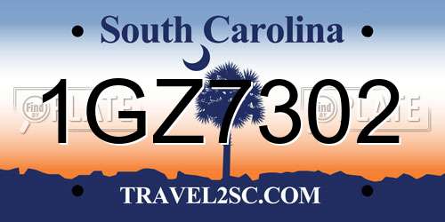 1GZ7302 South Carolina License Plate
