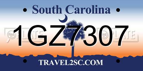 1GZ7307 South Carolina License Plate