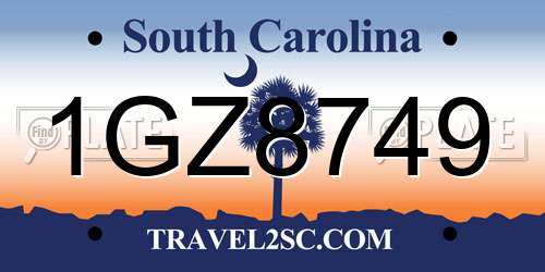 1GZ8749 South Carolina License Plate