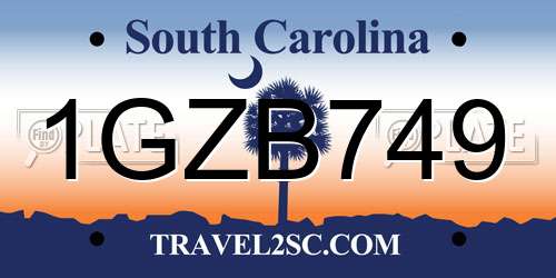1GZB749 South Carolina License Plate