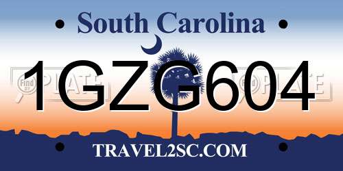 1GZG604 South Carolina License Plate