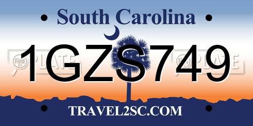 1GZS749 South Carolina License Plate