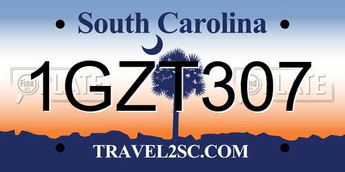 1GZT307 South Carolina License Plate