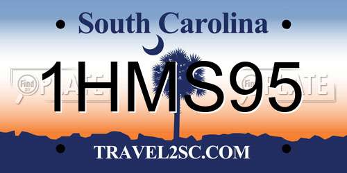 1HMS95 South Carolina License Plate
