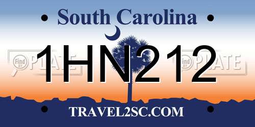 1HN212 South Carolina License Plate
