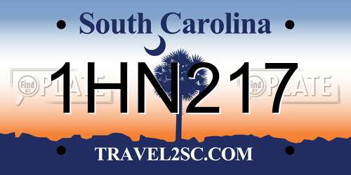 1HN217 South Carolina License Plate