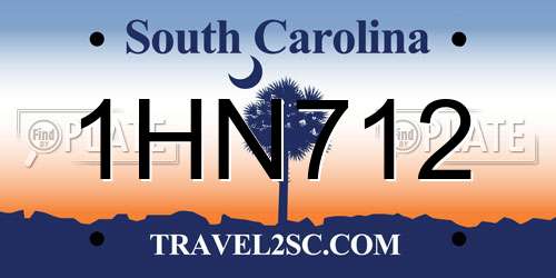 1HN712 South Carolina License Plate
