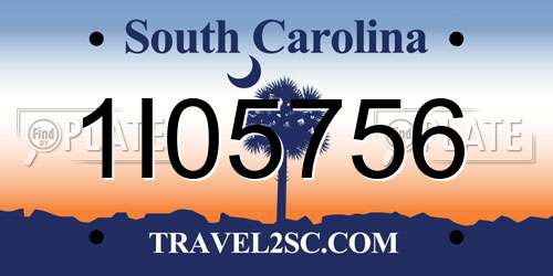 1I05756 South Carolina License Plate