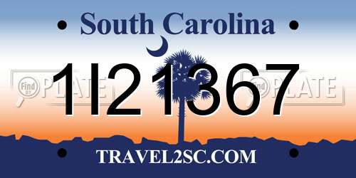 1I21367 South Carolina License Plate