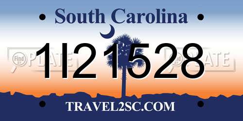 1I21528 South Carolina License Plate
