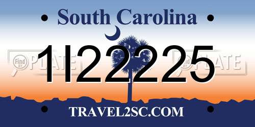 1I22225 South Carolina License Plate