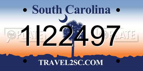 1I22497 South Carolina License Plate