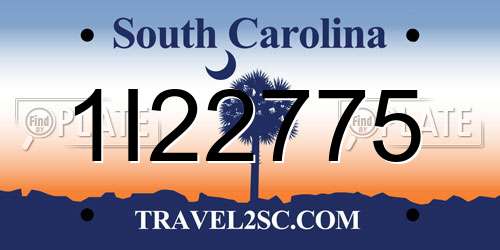 1I22775 South Carolina License Plate