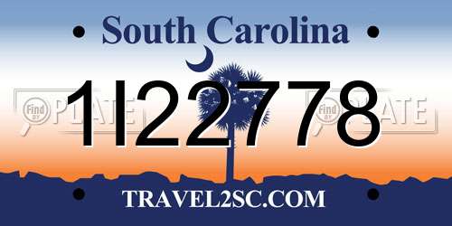 1I22778 South Carolina License Plate