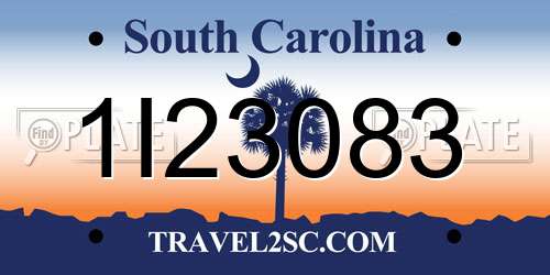 1I23083 South Carolina License Plate