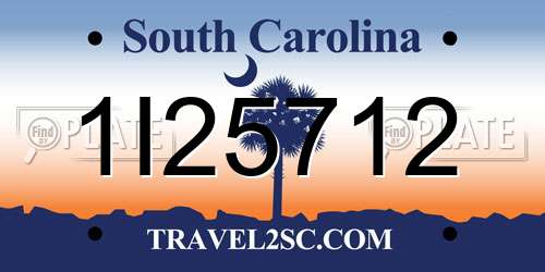 1I25712 South Carolina License Plate