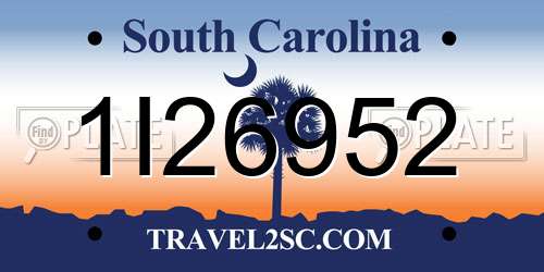 1I26952 South Carolina License Plate