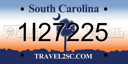 1I27225 South Carolina License Plate