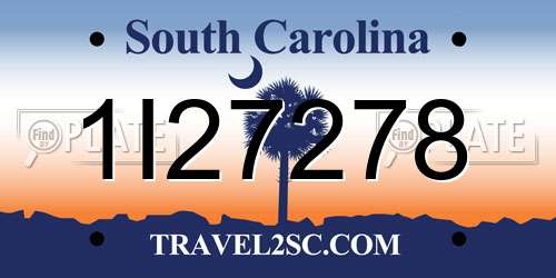 1I27278 South Carolina License Plate