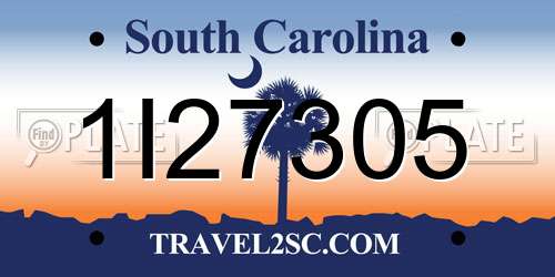 1I27305 South Carolina License Plate