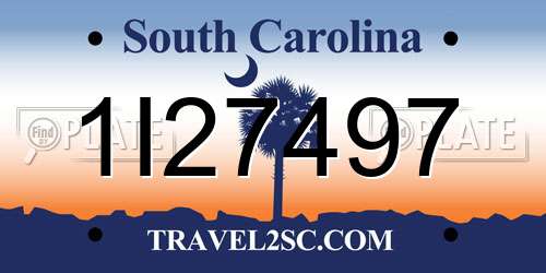 1I27497 South Carolina License Plate