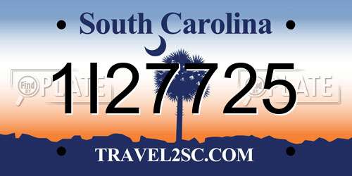 1I27725 South Carolina License Plate