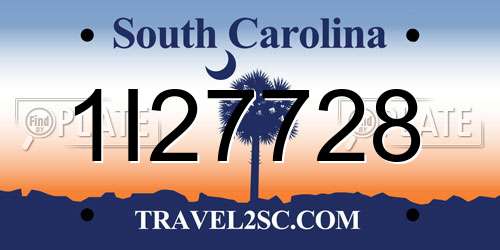 1I27728 South Carolina License Plate