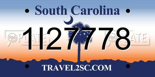 1I27778 South Carolina License Plate