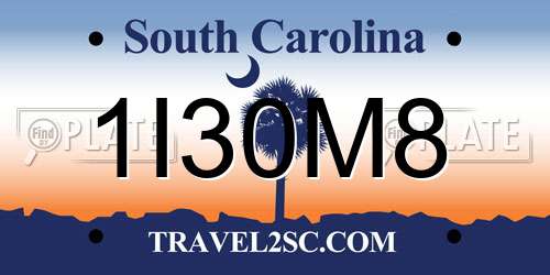 1I30M8 South Carolina License Plate